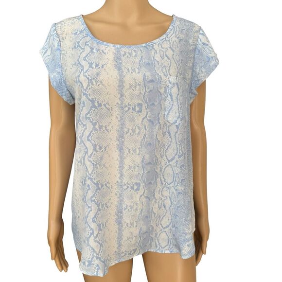 Joie Blue Snake Print 100% Silk Top blouse size M - Picture 1 of 7